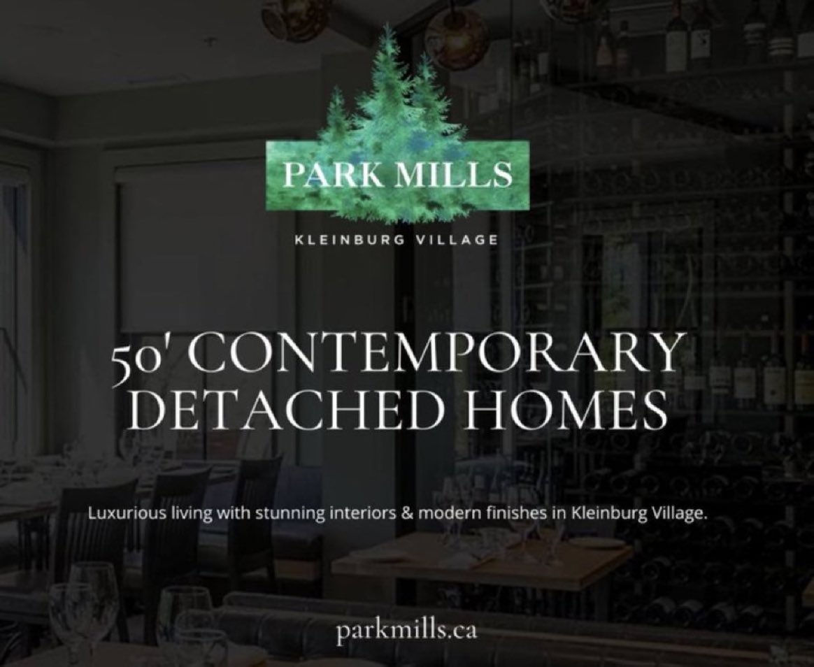 Shop, dine, and live in a beautiful village setting. #ParkMills are 50' contemporary detached homes are coming to Kleinburg. Steps from your promenade is #KleinburgVillage, a town filled with upscale amenities and quaint boutique shopping. Register: parkmills.ca