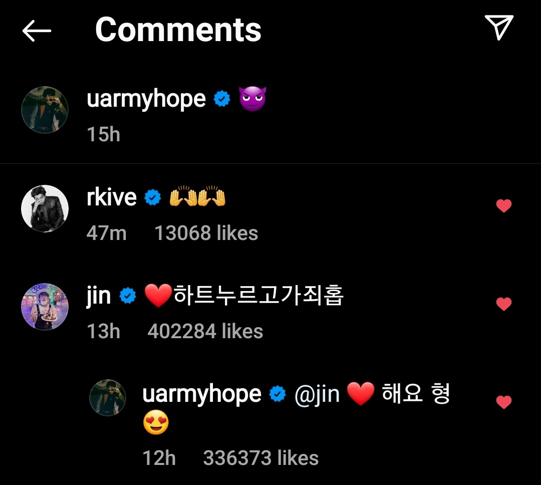 BTStranslation_'s tweet photo. BTS RM/NAMJOON COMMENT ON JHOPE/HOSEOK'S INSTAGRAM POST 211208

NJ: 🙌🙌

@BTS_twt https://t.co/vbZSgaviNc