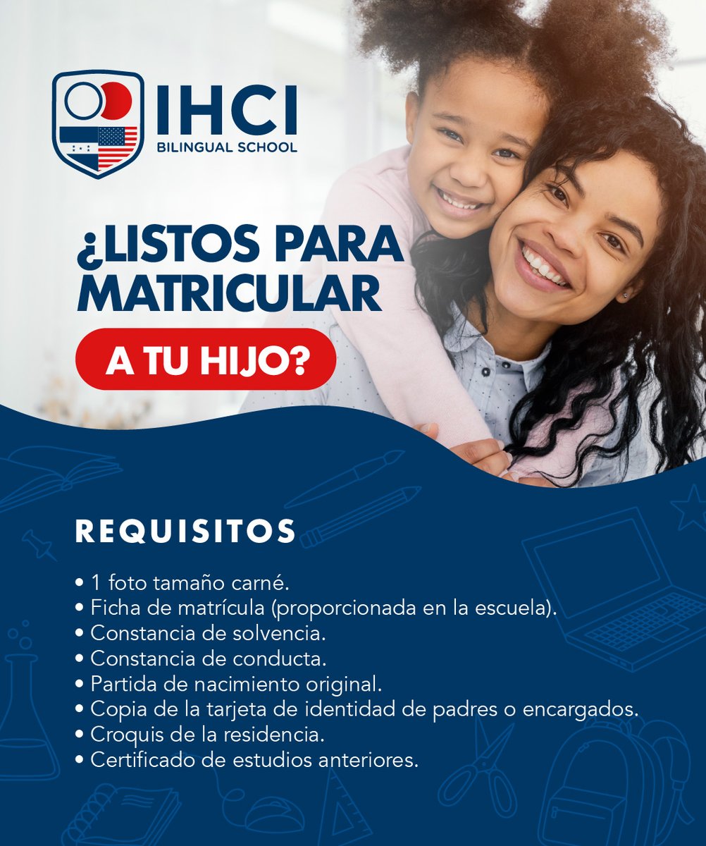 Seguimos con el  proceso de matrícula para nuestro periodo 2022, en IHCI Bilingual School estaremos orgullosos que seas parte de nuestra gran familia de estudiantes.  📐📏⏰

📞  Tegucigalpa: 2221-1406 
📞  Comayagua:  2772-7772