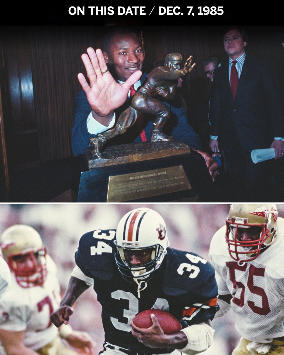 ESPNCFB's tweet photo. 36 years ago today, @AuburnFootball RB @BoJackson won the Heisman Trophy 🏆

To this day, one of the greatest two-sport athletes we've seen. 

@SECNetwork https://t.co/8giGH3tHJM