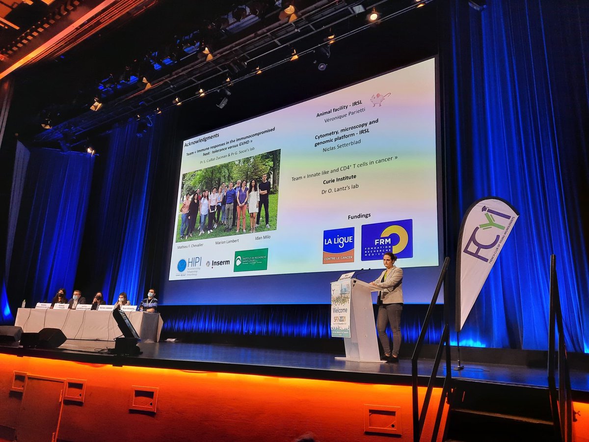 FCYImmuno's tweet photo. Great young speakers @FCYImmuno session @sfiimmunologie #SFI2021 with Ines Malenica on TGFb regulation of TRM,@NanaTalvard and human MAIT cells and GVHD,Amelie Grosjean with rôle of pancreatic islet macrophages and @BoudigouM on NARB+B cells! @CRCordeliers @Institut_IRSL @y_efis https://t.co/jDzv8j4e7Y