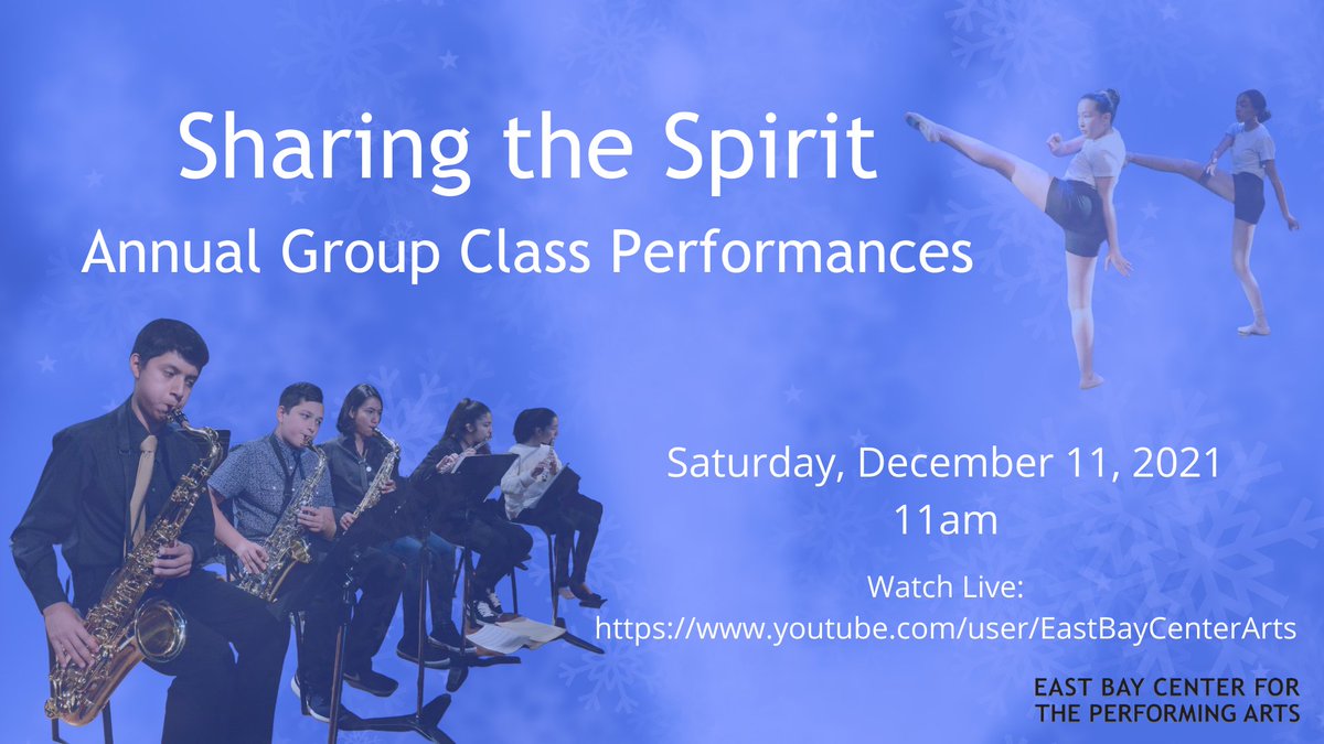 East Bay Center presents a showcase of the Center's Fall performing arts group classes.Share the accomplishments of our students and invite friends and family.
Watch Here: youtube.com/watch?v=sj7n-z…
View the program: files.constantcontact.com/5bb76400601/75…