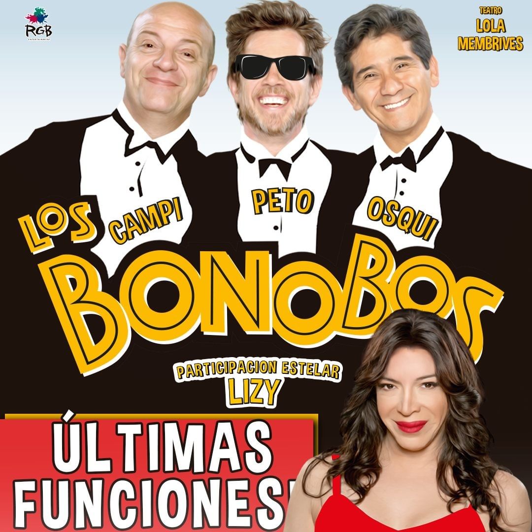 🤣 ¡Los bonobos cierran la temporada! Vení al <a href="/T_LolaMembrives/">TeatroLolaMembrives</a> y conocé a estos tres amigos y su plan para encontrar el amor.
⭐ Disfrutá una comedia con el talento de Peto Menahem, <a href="/OsquiGuzman/">Osqui Guzman</a>, <a href="/martinCampi/">Campi</a>, <a href="/lizytagliani/">Lizy Tagliani</a>, <a href="/manupalok/">🅜🅐🅝🅤 🅟🅐🅛</a> y Anita Gutiérrez
💖 bit.ly/3kmP6VK