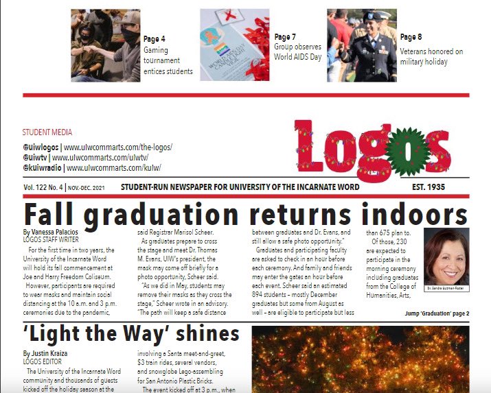 uiw_comm's tweet photo. The latest edition of the Logos has been released! Visit https://t.co/57IQXALsIZ to read the latest edition. #uiwcomm https://t.co/2iN5IdRjJt