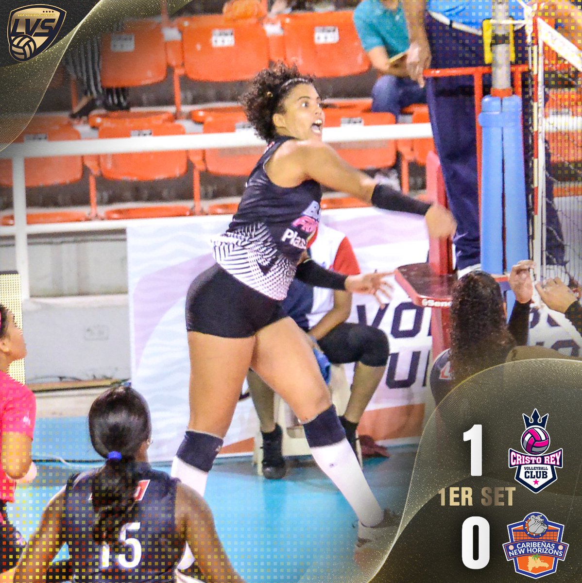 lvsrdoficial's tweet photo. Arrancamos con la final.

@cristoreyvc 👑 abre esta final ganando el primer set 25-23.

#LVS2021 #VolvioLaLiga #VoleibolDominicano #LVSFemenino #FinalLVS https://t.co/O1F9Bx2B0m