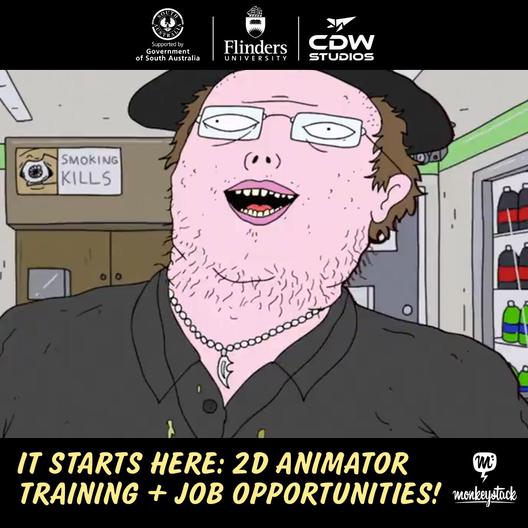 CDWStudios's tweet image. Want to make the leap from graduate to creative industry employee? We’ve got the right course for you. Designed for 2D animators &amp;amp; illustrators, taught by two of @Monkeystack’s lead animators! cdwstudios.com/monkeystack #Monkeystack #CDWStudios #2DAnimation #AdelaideJobs
