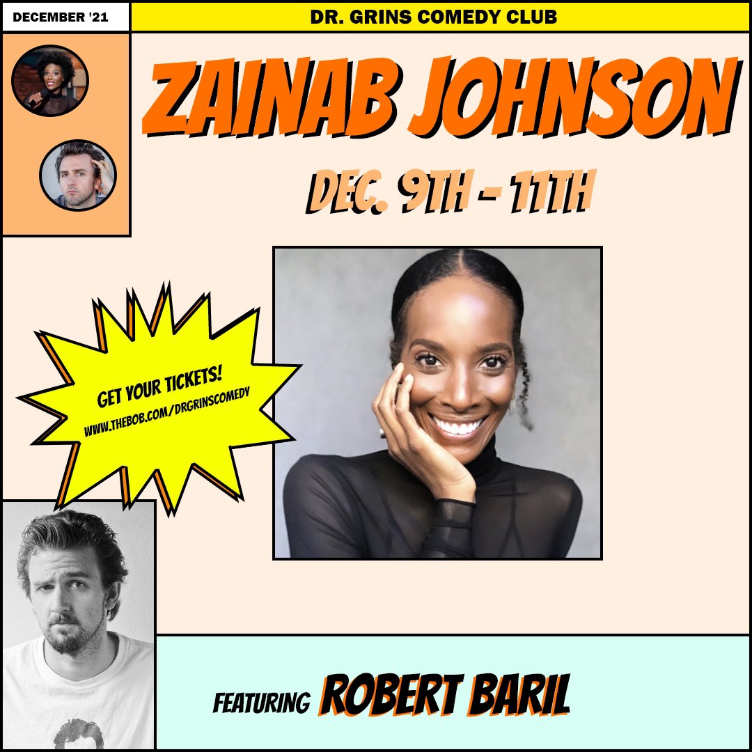 This weekend, <a href="/zainabjohnson/">ZAINAB JOHNSON</a> headlines Dr. Grins! Get your tickets! #standupcomedy #standup #comedy #liveshow #grandrapids #michigan