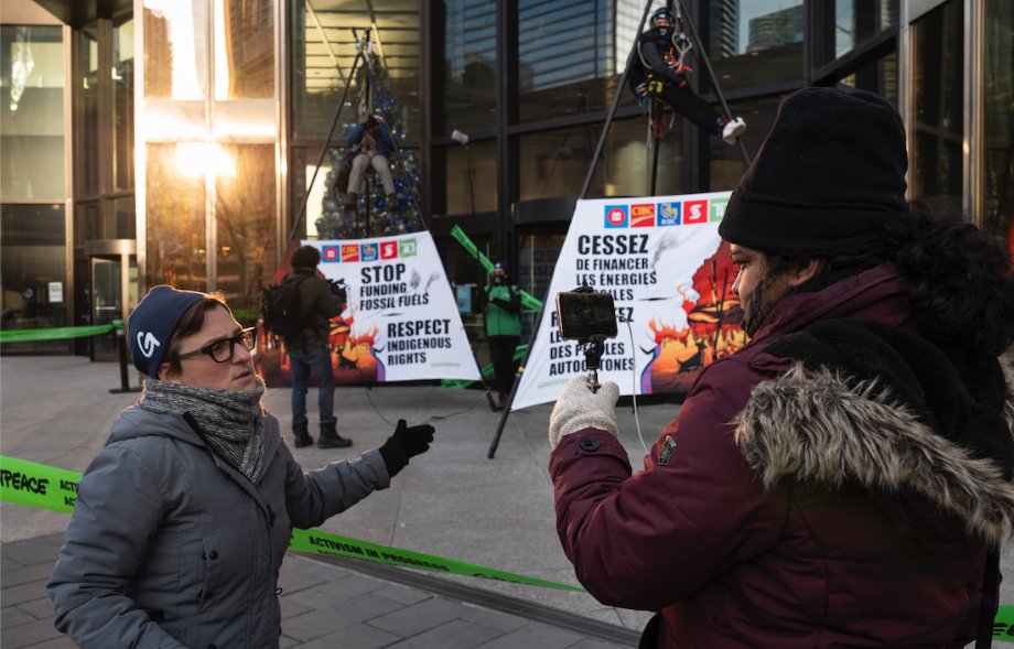 GreenpeaceCA's tweet image. UPDATE: We asked @RBC CEO David McKay to come down from his tower today to hear stories of climate impacted communities.

He didn&apos;t show up. #FossilBanks care more about profits than people.

But we won&apos;t quit until they hear us. Keep the pressure on &amp;gt;&amp;gt; act.gp/3ItZKDX