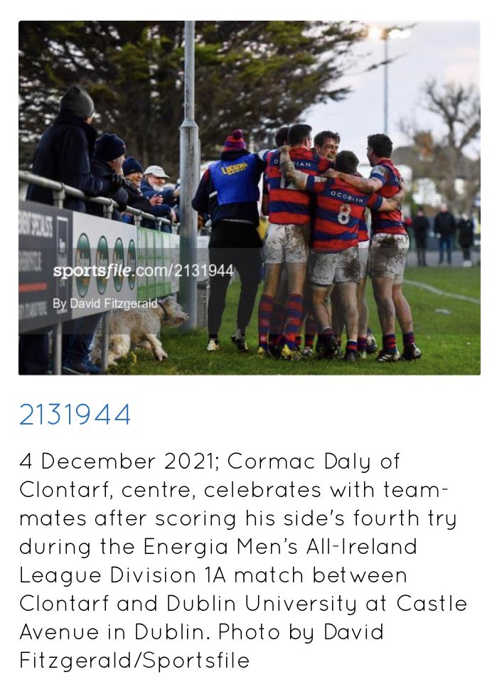 aaronmcfc1's tweet photo. What a picture from @sportsfile’s brilliant @sportsfiledfitz from last Saturday’s #EnergiaAIL 1A game in Castle Avenue👌🏻 Don’t suppose anyone at @ClontarfRugby might know the name of the over-excited dog for a caption in the paper?! 😅 https://t.co/mFq5gNZUP3