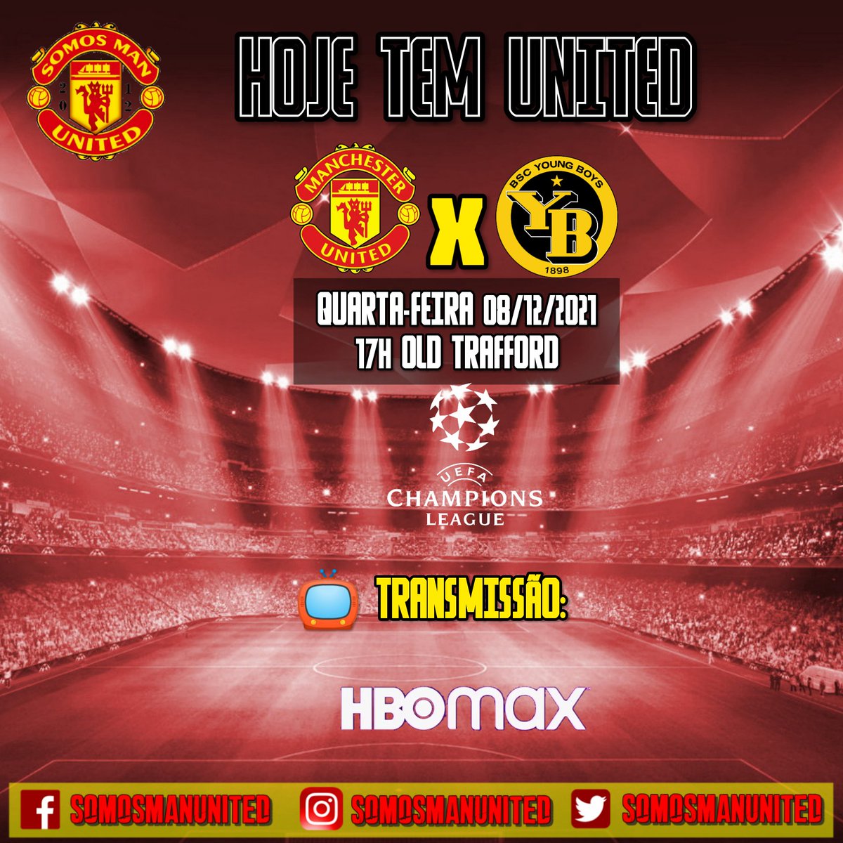 SomosManUnited's tweet photo. Já classificado para as oitavas e em 1º do grupo, o United recebe hoje o Young Boys da Suíça, no Old Trafford pela última rodada do Grupo F da Champions League. O jogo será transmitido ao vivo e exclusivo no HBO MAX.
#GGMU #GlazersOut #UefaChampionsLeague #MUNYBO https://t.co/SnwuzNPNiM