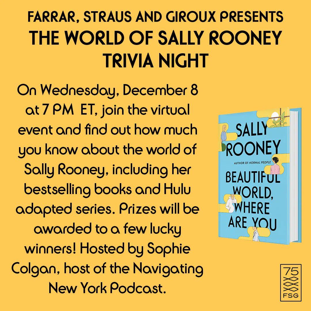 Join the fun from the comfort of your home with two upcoming virtual events!! 

Tuesday, December 7th at 4 PM: paperback launch of No Time Like the Future Register here: buff.ly/3IwcaLC. 

Wednesday, December 8th 4 PM: Sally Rooney Trivia Night. buff.ly/3ox6dpG