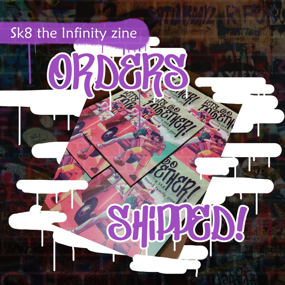 Sk8InfinityZine's tweet photo. AND, WE’RE OUT! 

If we’ve contacted you about your order due to mail restrictions, we especially appreciate your patience, and will stay in touch. Other than that, all preorders have been shipped! We look forward to their arrival!

Thank you all so much for your support! 🌟 https://t.co/Wnx322Yg96