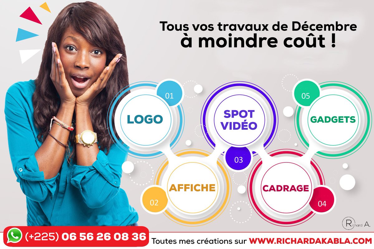 RichardAkabla's tweet photo. Pour vos créations de fin d'année, il n'y a pas mieux ! 😍🥳🥳
Téléphone &amp; WhatsApp 👉 (+225) 05 56 26 08 36
Voir mes dernières créations sur mon site internet 👉 https://t.co/gyJysrf9Wz

#RichardAkabla #InfographisteProfessionnel #SpotPub
#Montage #Cadrage #Logo #Affiche #vidéo https://t.co/UiPAr5fDqw