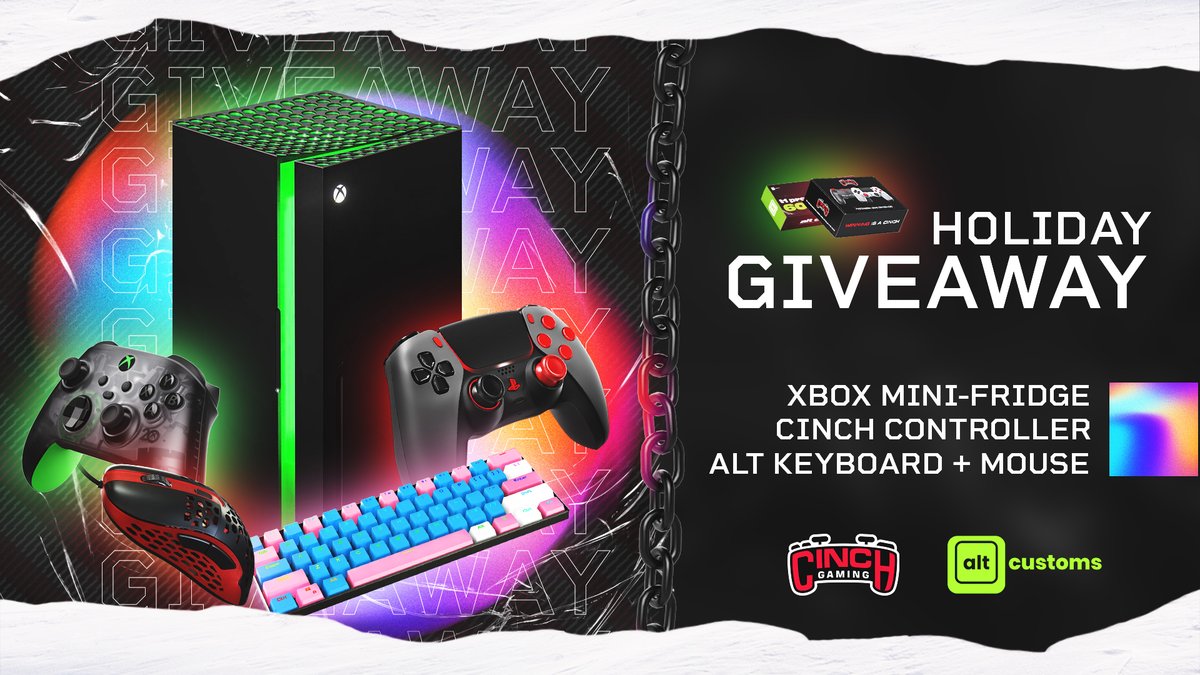 The "Altimate Cinch Giveaway" is LIVE! 🎅✝️

- Xbox Fridge
- Custom <a href="/CinchGaming/">Cinch Gaming</a> Controller
- <a href="/AltCustoms/">Alt Customs</a> T1 Pro Keyboard + F4 Mouse

Enter here: cinchgaming.com/pages/giveaways