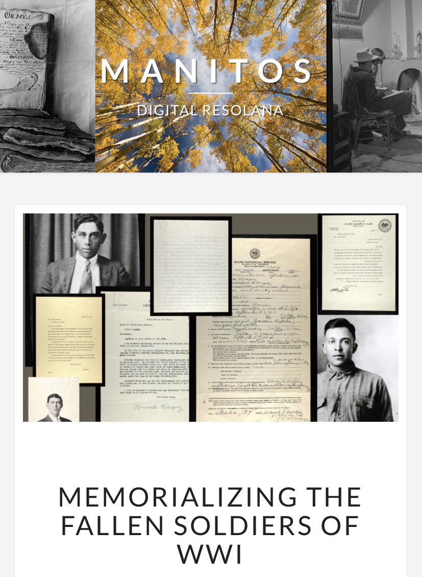 manitos_archive's tweet photo. Military Manitos - WWI
More than 500 men from New Mexico ended up as casualties of World War I. In the War’s aftermath, the New Mexico Board of Historical Services launched an initiative to memorialize those fallen men, culminating in a memory gathering project and archive. https://t.co/fJCyCStoBH