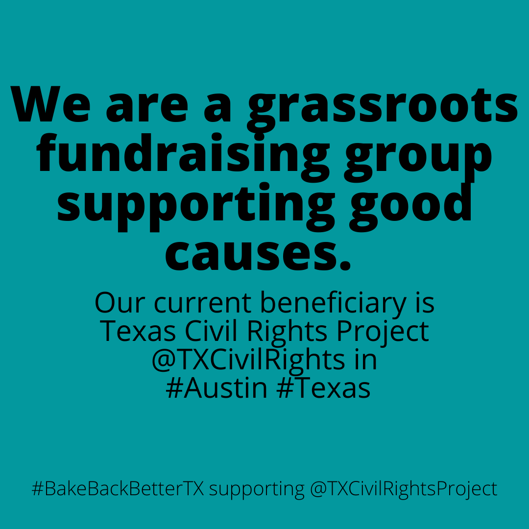 BakeTexasBlue's tweet photo. #BakeBackBetterTX current beneficiary is Texas Civil Rights Project @TXCivilRights in #Austin #Texas
When you donate, you will get 4 homemade and very delicious chocolate cupcakes with chocolate buttercream icing! Delivered right to you!
It's a sweet labor of love! https://t.co/niBA1FRZRI