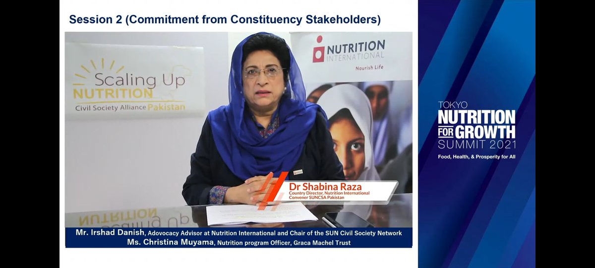 Dr. @ShabinaRaza Country Director @NutritionIntl, convener of @SUNCSN presenting Civil Society commitments at #N4GSummit2021 @nutritionwin