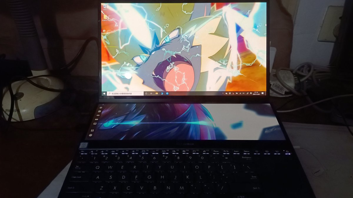 ZeraoraHF's tweet photo. I have a new computer!  It's dual screen! https://t.co/erFwAqBICg