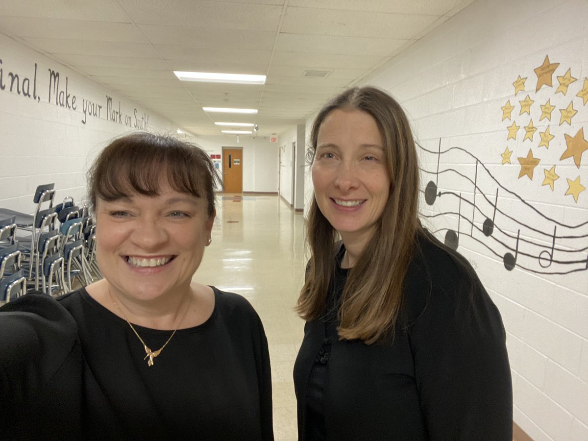 Mrs. L and Mrs. S getting ready for the SMS band concerts tonight. ⁦<a href="/AHSD25South/">South Middle School</a>⁩ #southlearns #music #band