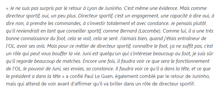 JV_92_'s tweet image. Clairement pas taillé ou pas prêt pour ce poste. Paul Le Guen avait parfaitement analysé la situation lors de sa nomination. lequipe.fr/Football/Artic…