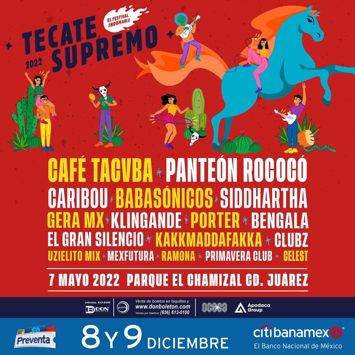 celestbandmx's tweet photo. ¡Después de postergarlo dos años, nos vemos en Ciudad Juárez @tecatesupremo! 🌪 ¿A quién veremos por ahí?

Si ya tenías tus boletos en el 2020, serán válidos para el 7 de mayo. #TecateSupremo https://t.co/7Mz4y7S6LU