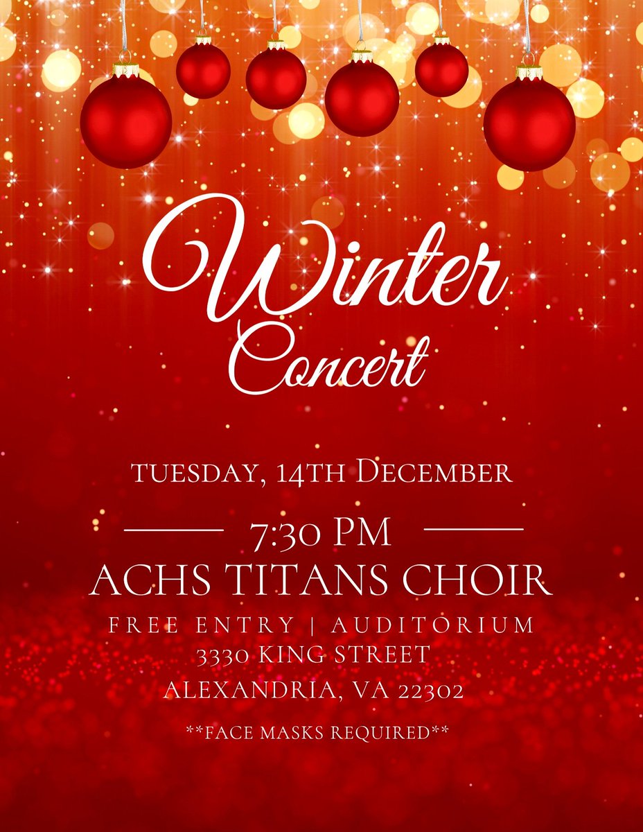 ACTitansChoir's tweet photo. It's been almost 24 months since our last combined performance. Nothing brings us greater joy than to invite you to our Winter Concert. Come on out and celebrate the holiday season next Tuesday evening. Doors open 7pm. See you there‼️
@AlexCityTitans @PrincipalTitan @ACPSk12 https://t.co/Fmhk3IzTLe