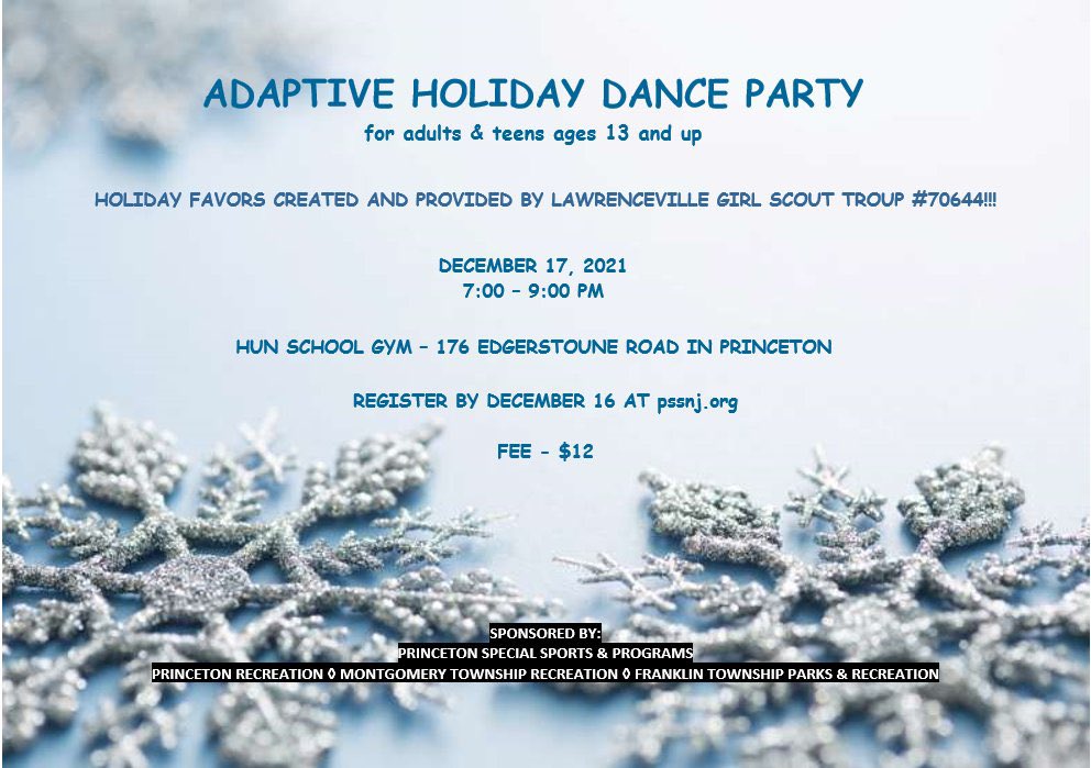 Princeton Special Sports & Programs (@princetonpss) on Twitter photo Countdown to our 12/17 Adaptive Holiday Dance at <a href="/hunschool/">The Hun School</a>! Sign up by 12/16 at pssnj.org. <a href="/PrincetonRec/">Princeton Recreation Dept.</a> <a href="/MontyRec/">MontgomeryRecreation</a> <a href="/TwpofFranklin/">Township of Franklin</a> <a href="/EdenAutism/">Eden Autism</a> @YCSCares <a href="/SONJ_Mercer/">SONJ Mercer</a> <a href="/princetonK12/">PrincetonK12</a> <a href="/PtonCharter/">Princeton Charter</a> <a href="/PrincetonNJ_Gov/">The Municipality of Princeton</a> <a href="/InMontgomeryNJ/">Montgomery Township</a> Countdown to our 12/17 Adaptive Holiday Dance at <a href="/hunschool/">The Hun School</a>! Sign up by 12/16 at pssnj.org. <a href="/PrincetonRec/">Princeton Recreation Dept.</a> <a href="/MontyRec/">MontgomeryRecreation</a> <a href="/TwpofFranklin/">Township of Franklin</a> <a href="/EdenAutism/">Eden Autism</a> @YCSCares <a href="/SONJ_Mercer/">SONJ Mercer</a> <a href="/princetonK12/">PrincetonK12</a> <a href="/PtonCharter/">Princeton Charter</a> <a href="/PrincetonNJ_Gov/">The Municipality of Princeton</a> <a href="/InMontgomeryNJ/">Montgomery Township</a>