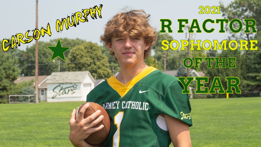 KCStarsFootball's tweet photo. 2021 Season R Factor Sophomore of the Year @Carsonmurph3 Photo credit= @CorbeyDorsey #KCStars #CrestforRespect https://t.co/QuDVvQ52tz