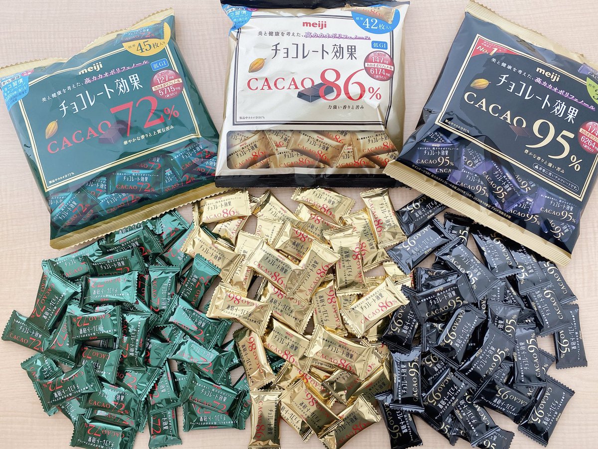 当選品の明治『チョコレート効果』 大袋食べ比べセット🍫✨ こんなに
