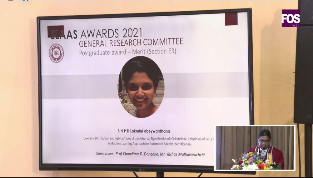 DoZEnS_uoc's tweet photo. Congratulations Dr. Lakmini Abeywardhana, who was a postgraduate student of our Department, on being awarded the General Research Committee Postgraduate Merit Award 2021 for Section E3 from #SLAAS at the inauguration ceremony held on 6th Dec 2021 #lka #tigerbeetles #entomology https://t.co/04Gq7eN5AT