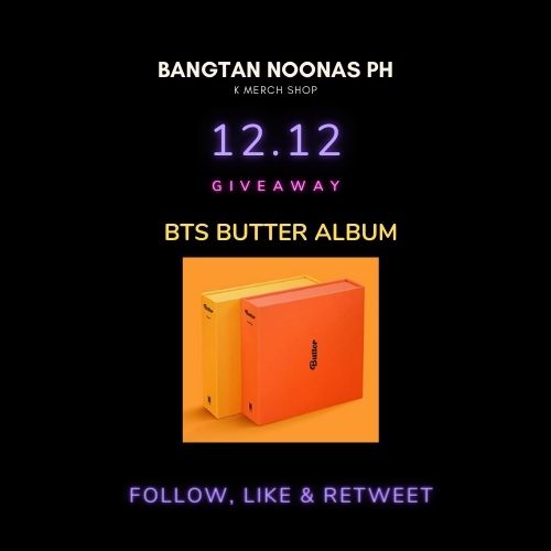 bangtanoonasph's tweet photo. 12.12 Giveaway‼️

Get a chance to win an Unsealed BTS Butter Album (complete inclusion with RPC) from Dec 12 to 14, 2021.

Just Follow + Like + Retweet https://t.co/gLavU5ptAr