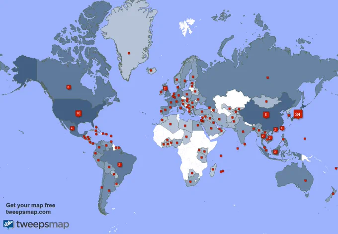 My followers are in Japan(34%), USA(16%)
Get your free map https://t.co/al03Hfru0N 