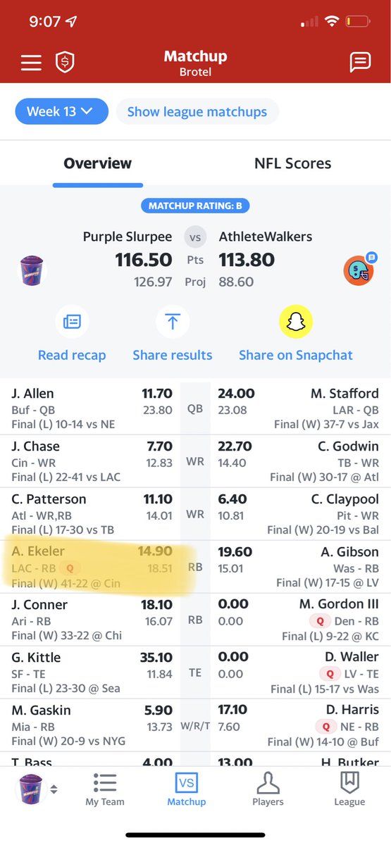 theCodyLaughlin's tweet photo. @AustinEkeler Another week, another W! Clinched a playoff spot with this one 🙌🏼 https://t.co/ByzcL9fXxc