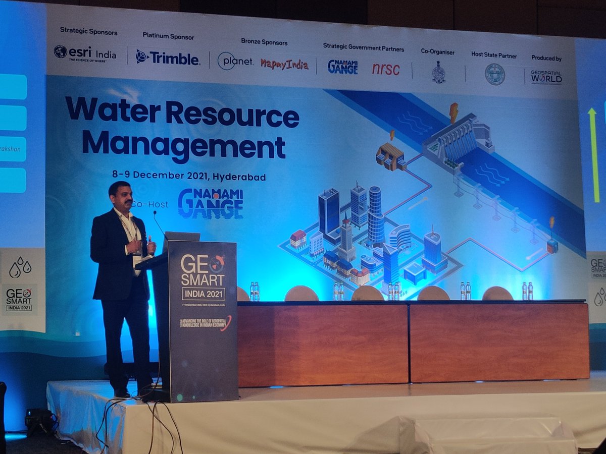 geospatialworld's tweet photo. #GSI2021 | Sachin Kumar Agarwal, Head-Strategic Programs, @EsriIndia speaks at length about how the State Water Hub Preposition is #empowering states, #standardizing #waterresources #data and #information #system at the #GeoSmartIndia2021. https://t.co/hSPe5LCoVi