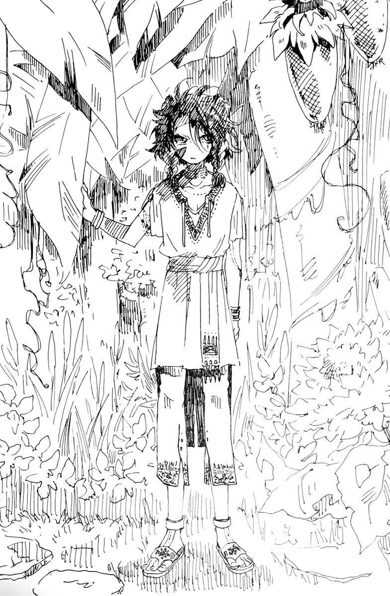 キッズレさん。
秘密の植物園にいる子供。 
