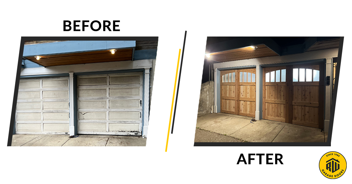 The exterior of this house needed a face-lift. The dreary, weathered garage door was uninspiring, and because it lacked windows, the garage interior received no natural light.