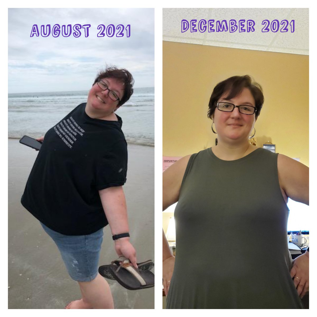 GamerMomLuna's tweet photo. Okay. Guys. 

I'm really freaking proud. 

I've lost 87 pounds (about 60 pounds between these two pictures). I feel so much better physically and mentally! Thanks to all of you who have been part of my journey. 

#80moretogo #ttrpgfitness #igotthis https://t.co/44ifWq1o5E