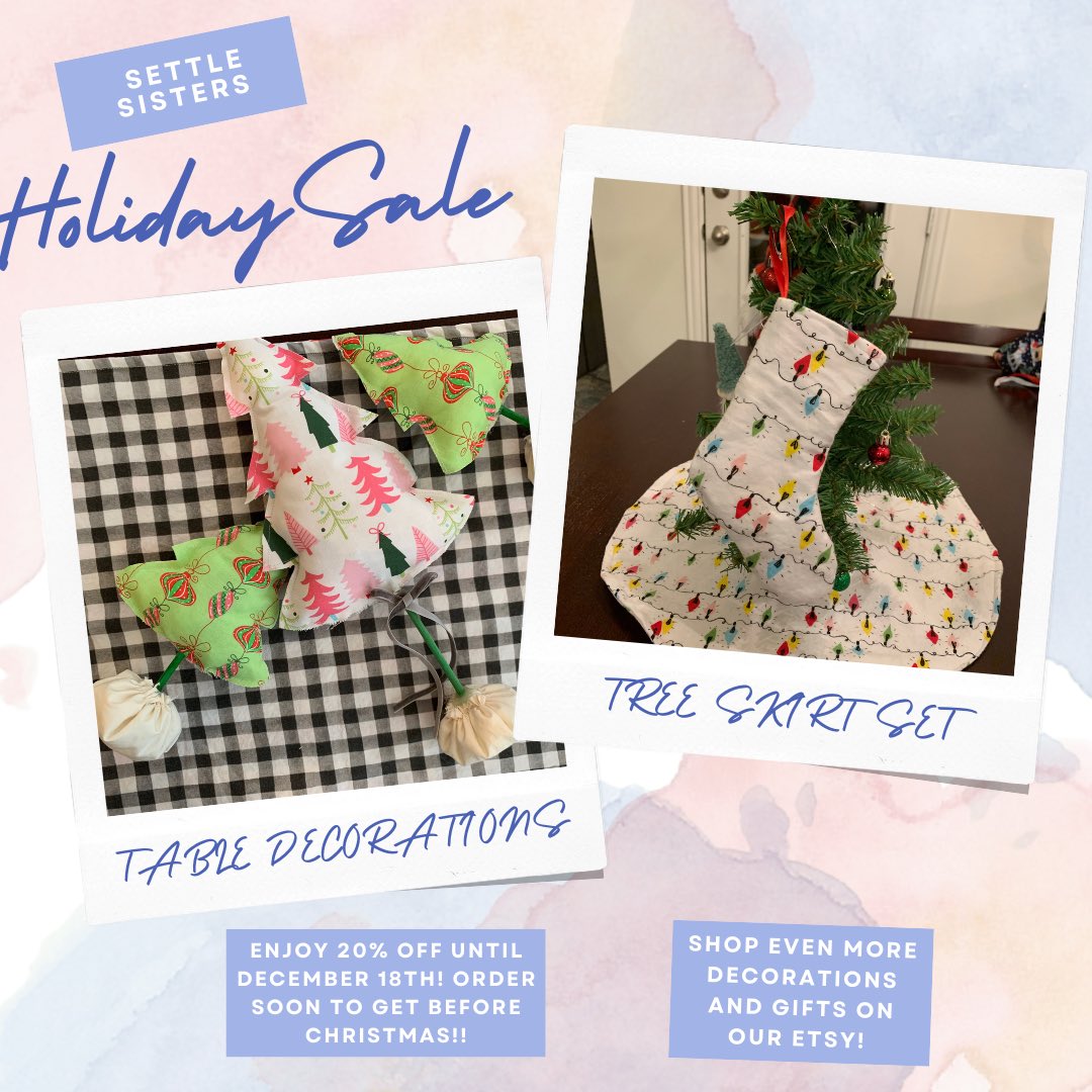 Still doing some holiday shopping? Our entire Etsy site is 20% off until December 18th (the USPS holiday shipping cut off date), so don’t miss out! ☃️❄️🎄
Shop here: etsy.com/shop/SettleSis…