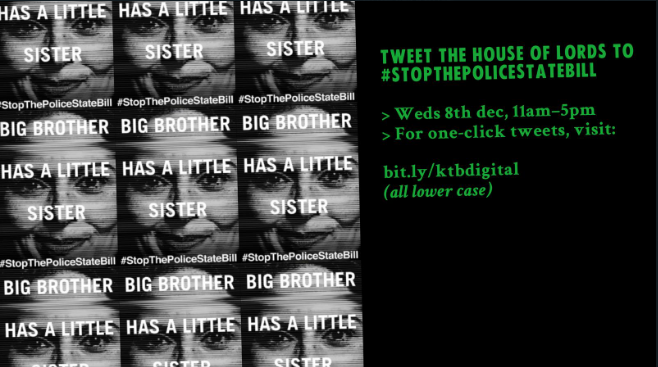 💥#KilltheBill Twitterstorm to stop the #PCSCBill💥

Defend our communities &amp; #RightToProtest!

🗓️Wed, 8 Dec

🕚11am-5pm

➡️bit.ly/ktbdigital
      One-click pre-made Tweets @ Peers
      (modify tweet text/image if you like!)

Please retweet?🙏🏾💚

#StopThePoliceStateBill