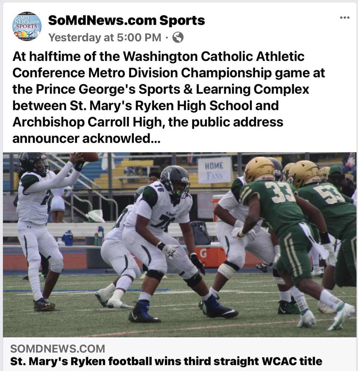 romeo_norris's tweet photo. So proud to be part of a great football program #SMR #Kleo #76 St Mary’s Ryken class of 23’, WCAC Champions 2021 #SMRFootball https://t.co/0tSa89xX7B