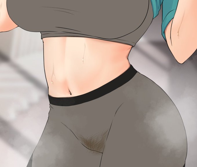 これは筋トレ中の摩耶の腹と消し忘れた陰毛。完成まであと少し。 