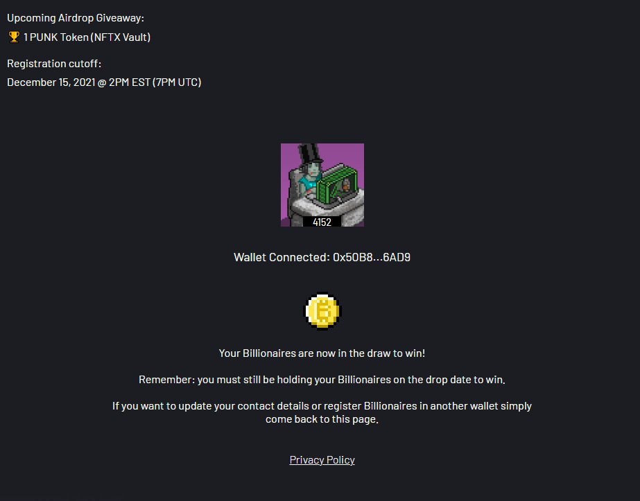 NFTorNothing's tweet photo. Proper projects doing proper giveaways @NFTBillionaires  All registered <3 https://t.co/JcXUeMMGEc