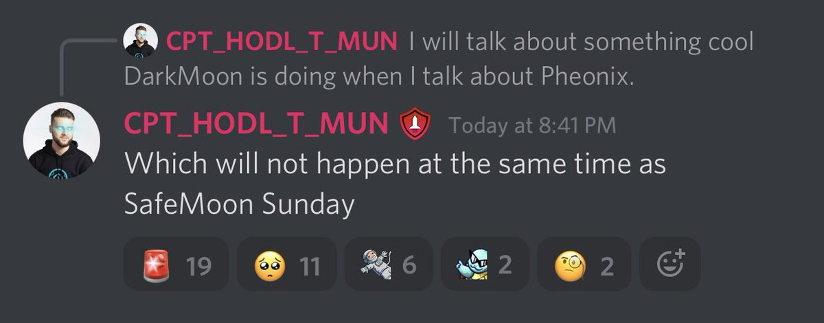 Safemoon_Ninja's tweet photo. @CptHodl in #SAFEMOONDISCORD atm. He just dropping some small things here and there. Btw our captain is a #CAR guy it seems like. https://t.co/1TRLOuj734