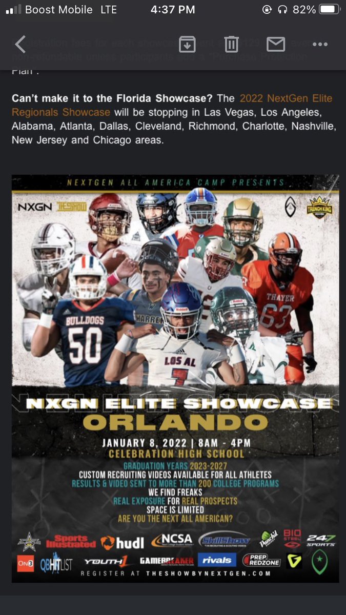 Iamdevinboat's tweet photo. Thank You For The Invite! @TheSHOWByNXGN @AllenTrieu @Rivalsfbcamps @CoachBlackwell_ @DemetricDWarren @LegacyMI_FBall @MiEliteFball @247Sports @Sportsinthed_ @TheD_Zone @FBUAllAmerican @FBUcamp https://t.co/GPWE1CCxMT