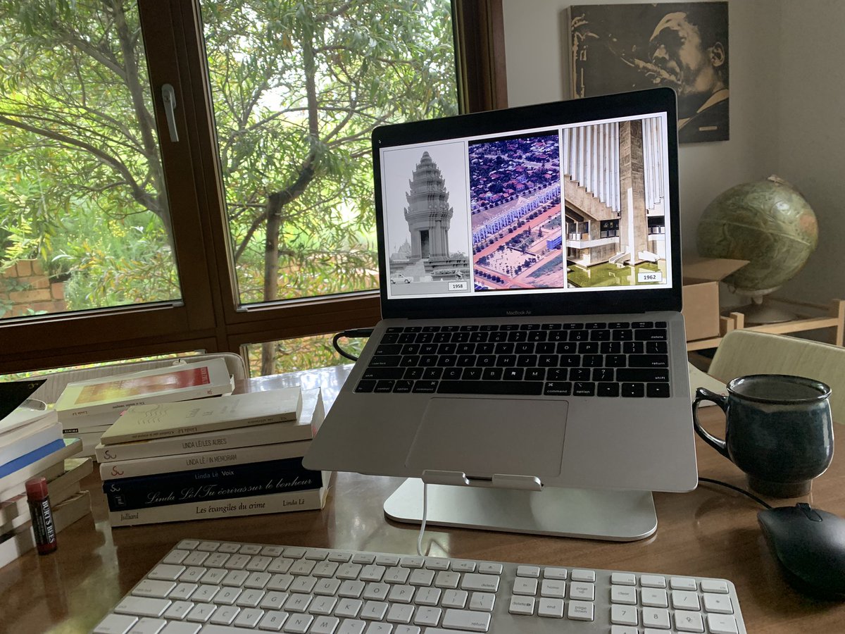 lcasba's tweet photo. Conferencing in the dining room for #ASFS2021. It isn’t quite the same…but I’m still really looking forward to talking about Phnom Penh’s iconic #whitebuilding and other post-colonial sites of memory with @gemma_s_king and @Briony_Neilson https://t.co/xtnrGzQyOD