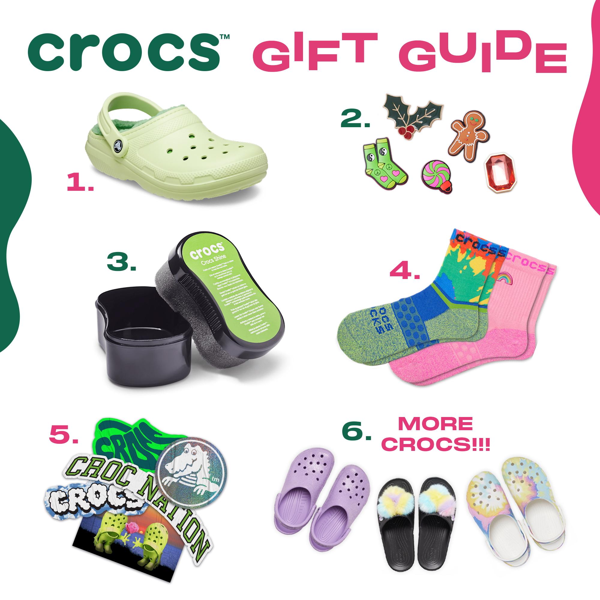 Crocs on X: Our guide to converting everyone into Croc lovers this  Christmas season! 🎁🎄 1. Cozy Crocs for home 2. Holiday Jibbitz 3. Crocs  Shine to keep 'em fresh! 4. Official