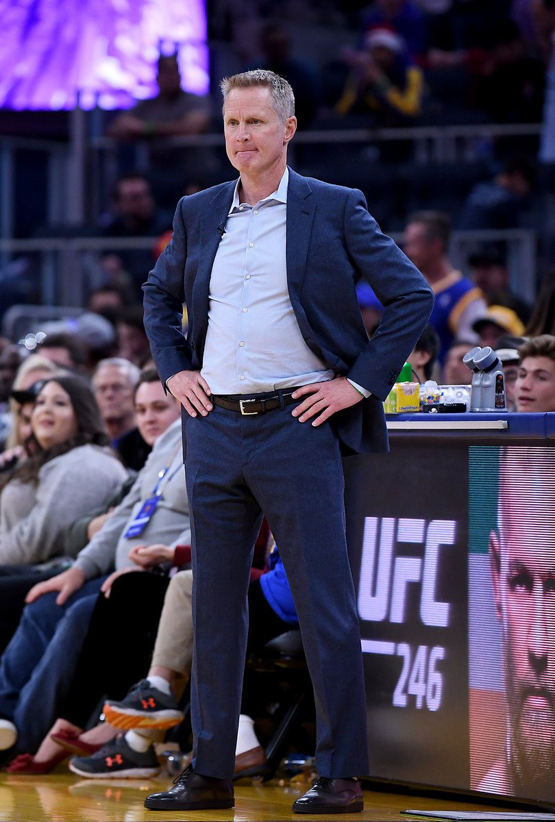 whathelookslike's tweet photo. Steve Kerr looks like the guy who starts practicing his golf swing mid-conversation. https://t.co/v3Roj0Es3e