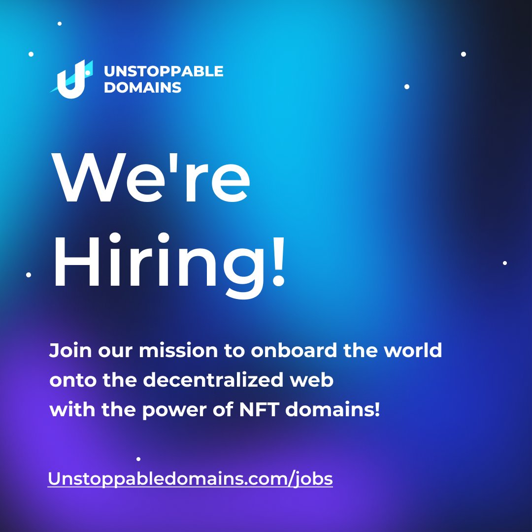 unstoppableweb's tweet photo. We're growing our #affiliate and #influencer marketing channels around the world! 🌐🚀

If you're passionate about growth, community, and content creator relationships + you have an appetite for #web3 #NFTs #crypto, we invite you to join our team! ⤵️

https://t.co/FY7tfU3GSI https://t.co/qrYBhpbrWE