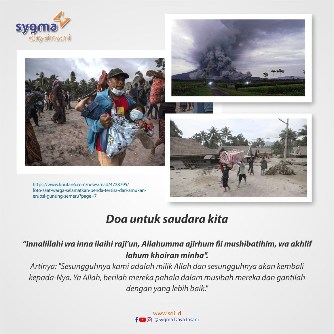 Tak basi-basinya untuk mengingatkan agar kita berhenti sejenak dan menyumbangkan doa untuk saudara kita..

#semeruerupsi #Semeru #indonesia #PPKM #jilbab #SDI #SygmaDayaInsani #Indonesiaberduka #gunungmeletus #bencana
