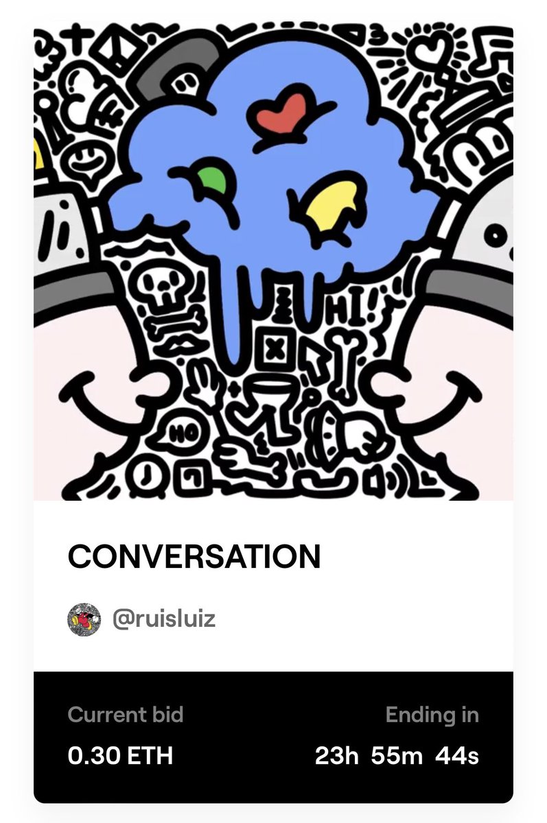 RuisLuiz_32's tweet photo. 💥My @withFND artwork "CONVERSATION" auction has begun!
Thank you for place bid🙏🏻 new collector BlueCafe

🔼⏺⏹
https://t.co/f0CkkKJNZY

#nft #nftart #NFTCommunity #doodle #nftcollector #fnd #rt #NFTdrop #nfts #nftcollection #foundation https://t.co/4k1smOq2cV